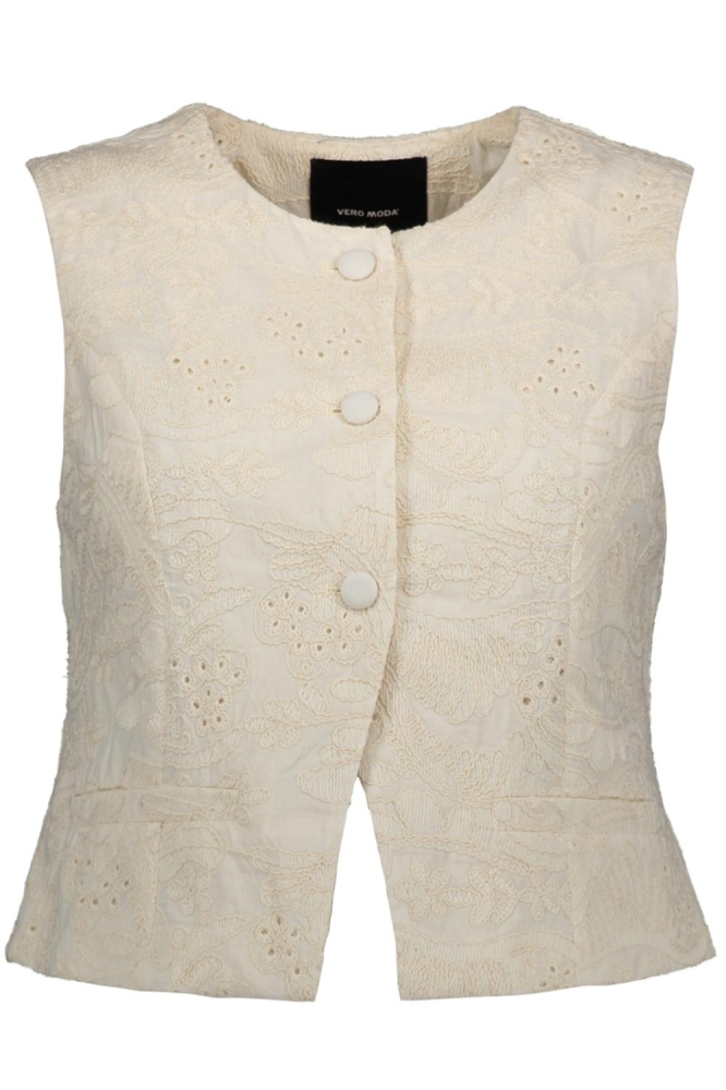 VMELINE SL SHORT EMBR WAISTCOAT 10329144 CLOUD DANCER/EMBROIDERY